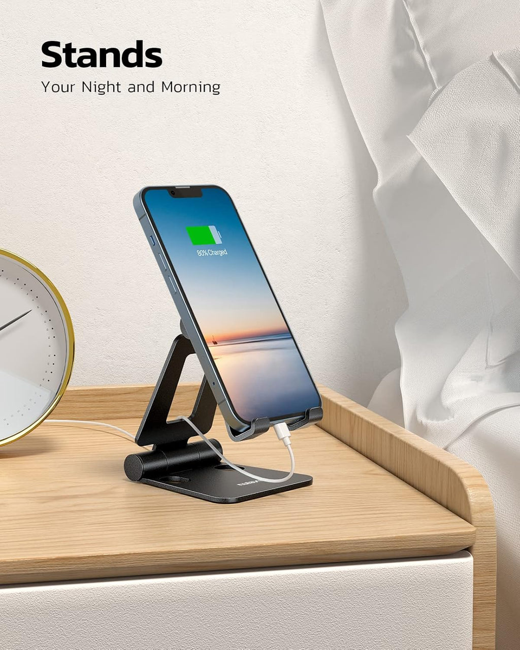 Nulaxy Dual Folding Cell Phone Stand, Fully Adjustable Foldable Desktop Phone Holder Cradle Dock Compatible with iPhone 17 16 15 14 13 12 11 Pro Max Xs Xr X 8, Nintendo Switch, All Phones