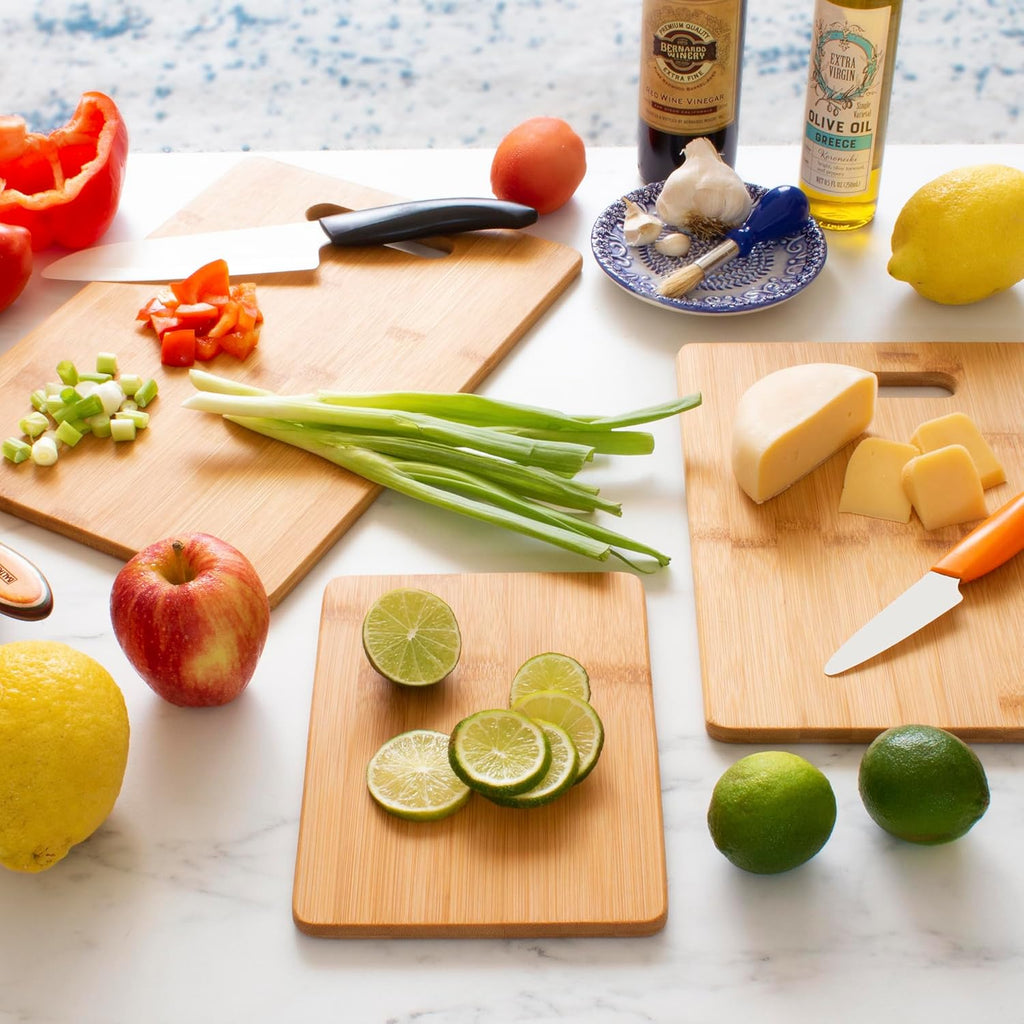 Totally Bamboo 3-Piece Bamboo Cutting Board Set – Wooden Cutting Boards for Kitchen – Great for Chopping and Serving – Large, Medium & Small Sizes for Food Prep