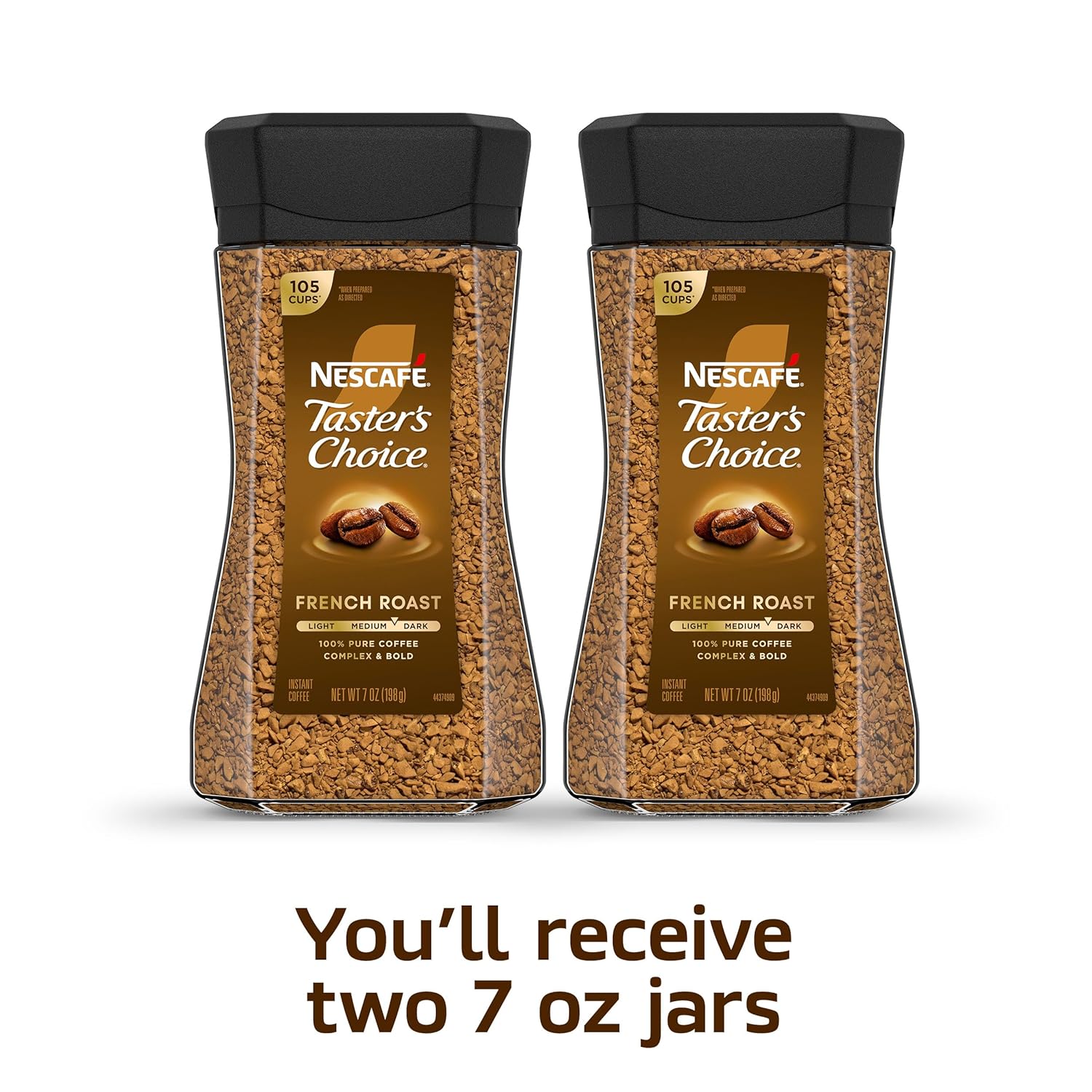 NESCAFÉ Taster's Choice Instant Coffee, Dark Roast Coffee, French Roast, 2 Jars (7 Oz Each)