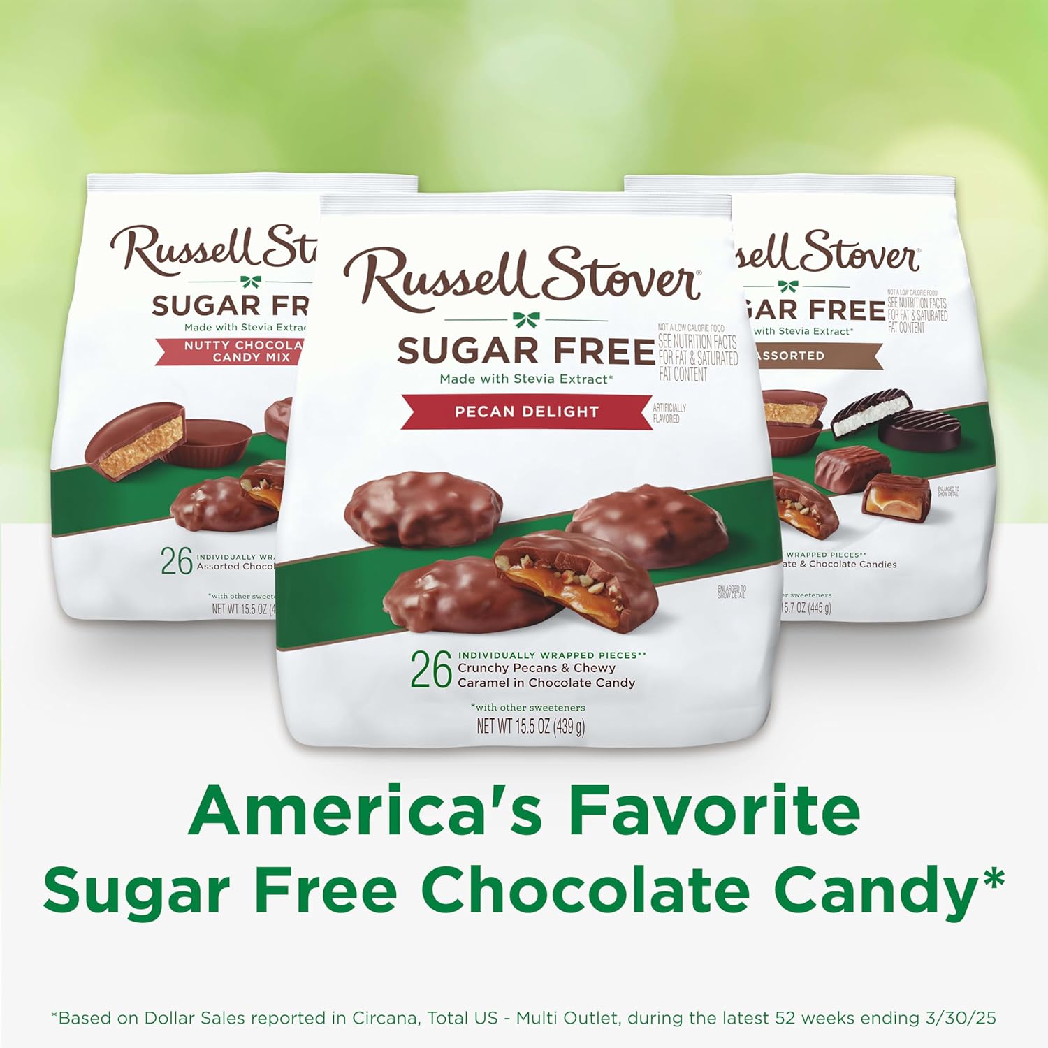 RUSSELL STOVER Sugar Free Pecan Delight Chocolate Candy, 15.5 oz. bag
