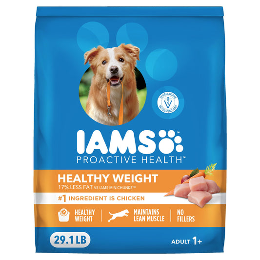 IAMS Proactive Health, Dry Dog Food, Adult Dog Food Dry Recipe for Healthy Weight, with Chicken, 29.1 Lb. Bag