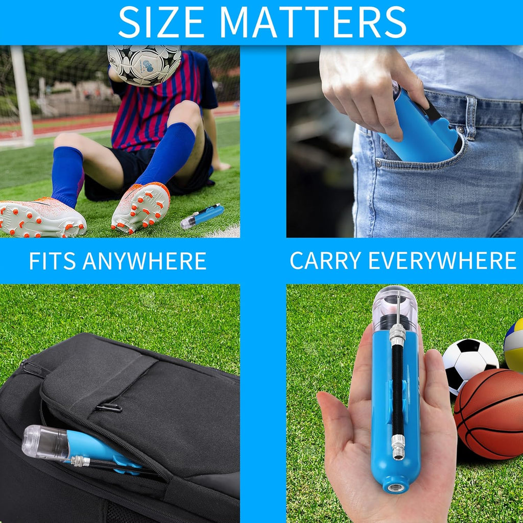 Sports Ball Pump Kit - Portable Air Pump Two-Way Dual Action Inflatable Perfect for Basketballs, Soccer Balls and More - Professional Hand Pump Kit with Needles and Flexible Hose
