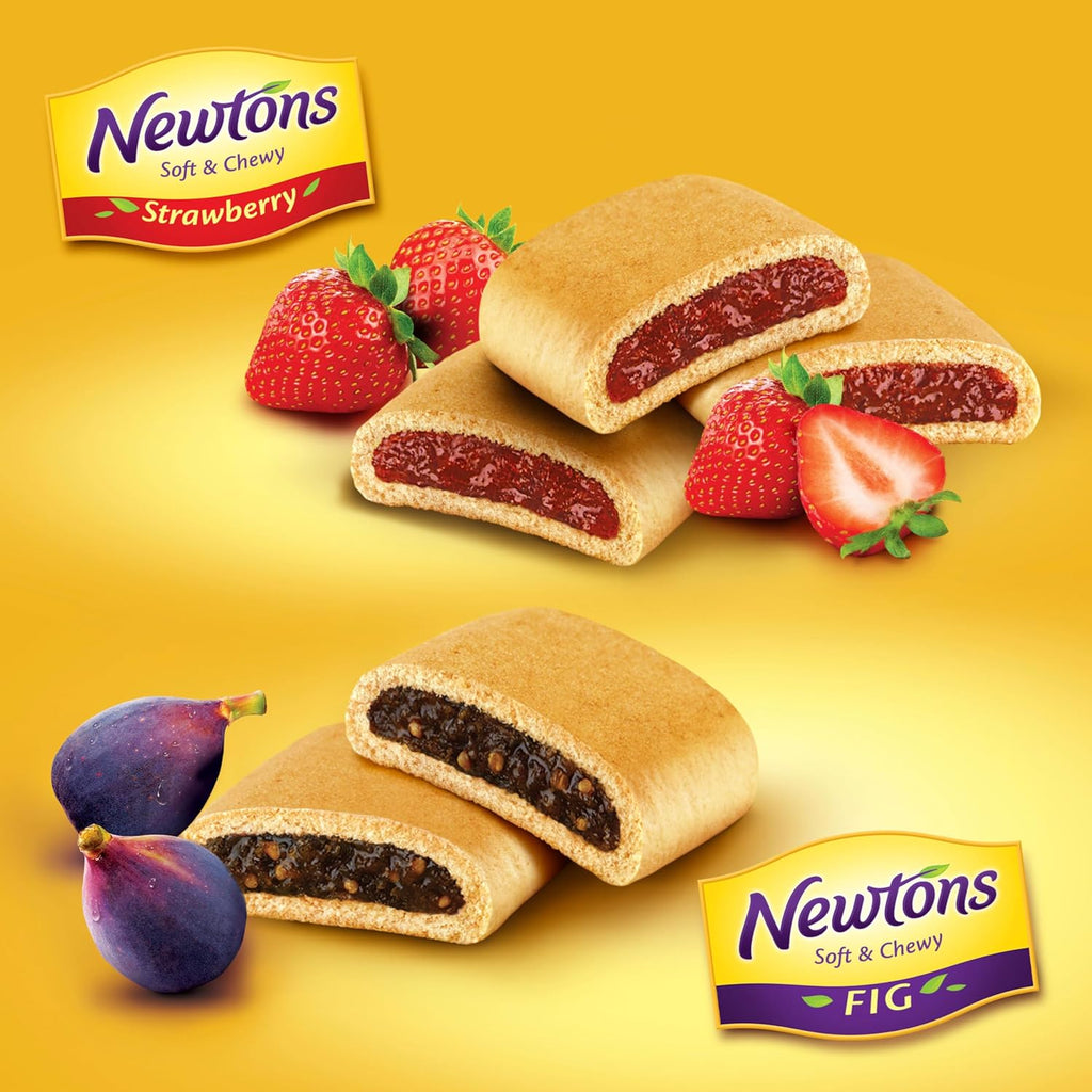 Newtons Soft & Fruit Chewy Fig & Strawberry Cookies Variety Pack, (Fig Bars, Strawberry Bars), 4 Packs