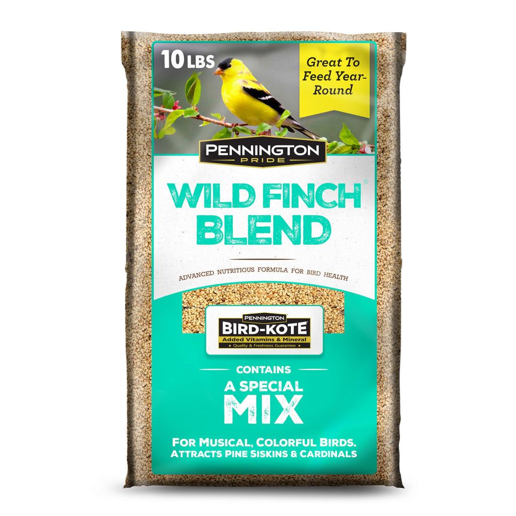 Pennington Pride Wild Finch Blend, Wild Bird Seed for Outside Feeders, Special Mix for a Variety of Musical & Colorful Songbirds, Great Bird Food to Use as Year-Round Feed, 10-lb. Bag