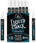 Liquid Chalk Marker Pen - White Dry Erase Marker - Chalkboard Signs, Windows, Blackboard, Glass (6 Pack) 3-6mm Reversible Tip, 3-3mm Fine Tip