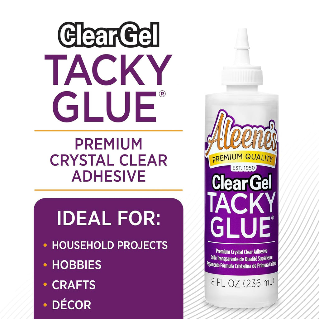 Aleene's Clear Gel Tacky Glue for Crafts, Nontoxic, Applies and Dries Clear, 8 fl oz
