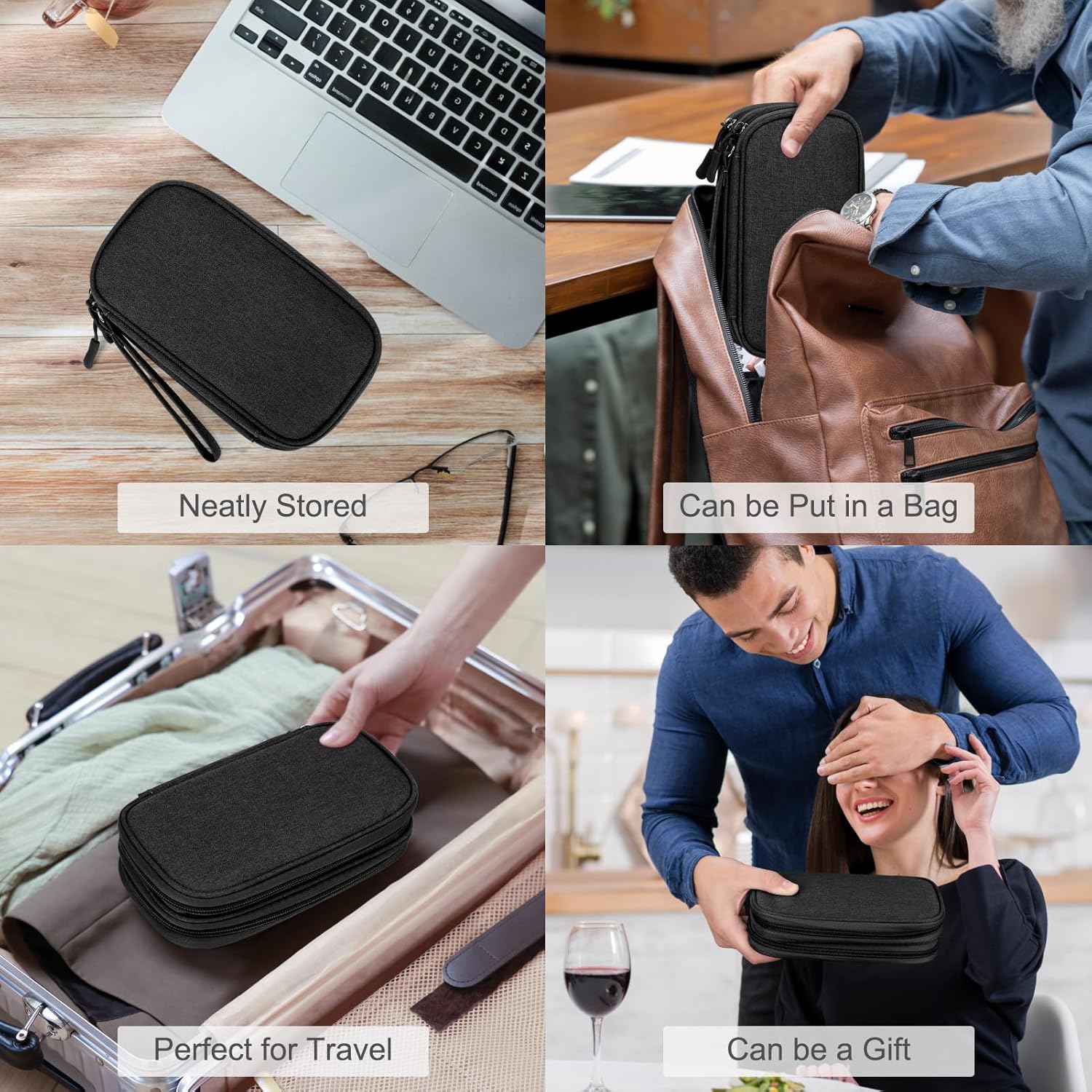 FYY Electronic Organizer, Travel Cable Organizer Bag Pouch Electronic Accessories Carry Case Portable Waterproof Double Layers All-in-One Storage Bag for Cable, Cord, Charger, Phone, Earphone Coffee