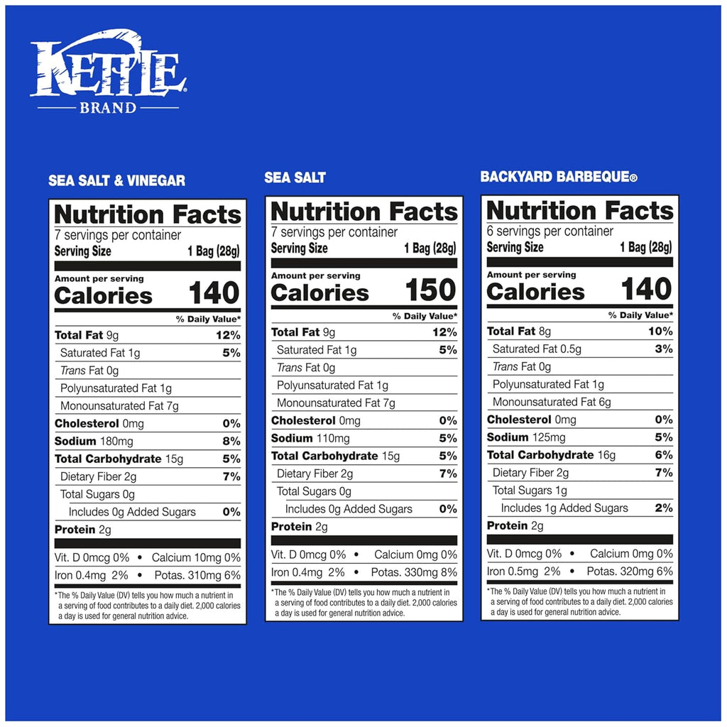 Kettle Brand Potato Chips Variety Pack, 1 Oz, 20 Ct