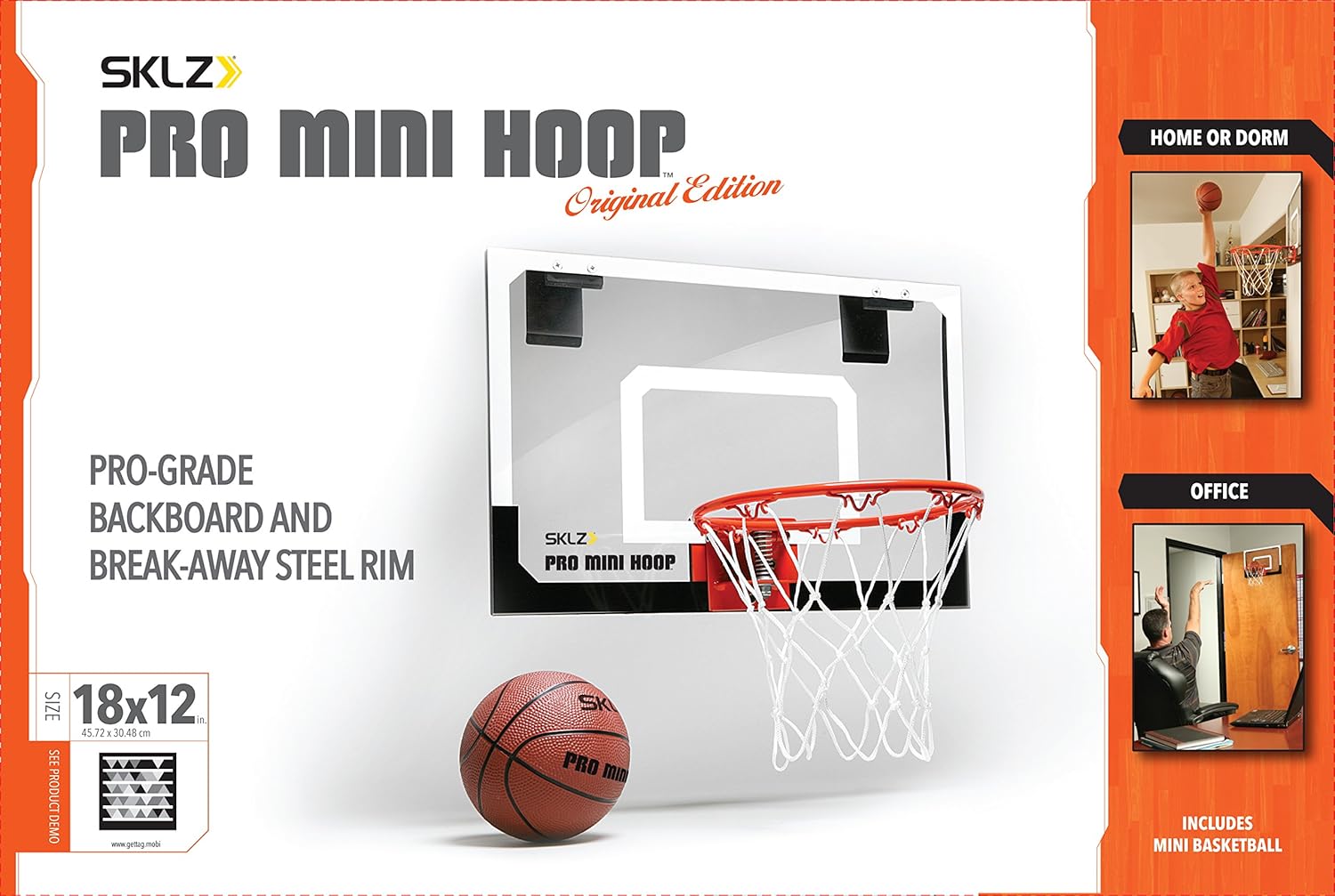 SKLZ Pro Mini Indoor Basketball Hoop - Over The Door – Portable - Great For Home, Dorms, Offices, and Gifts