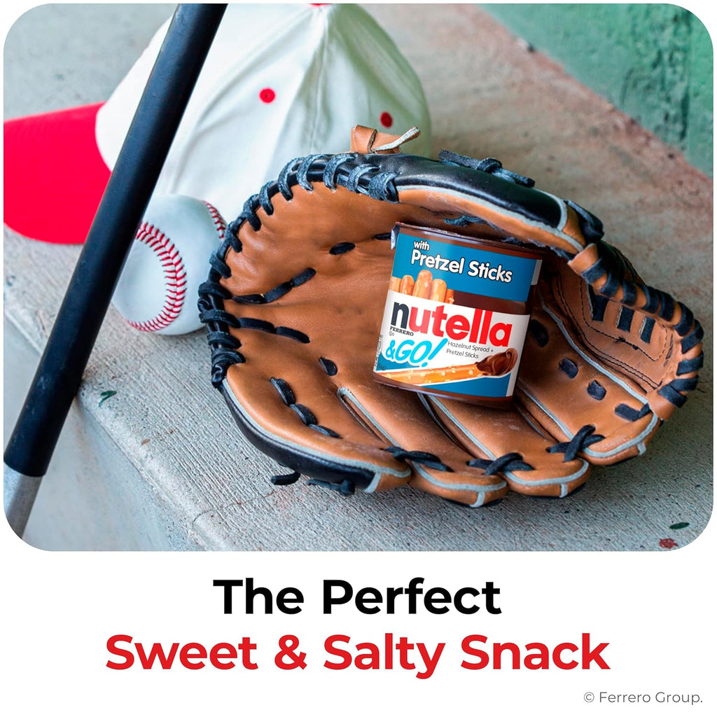 Nutella & GO! Chocolate Hazelnut Spread with Cocoa + Pretzel Sticks, 12 Snack Packs, 1.9 oz Each