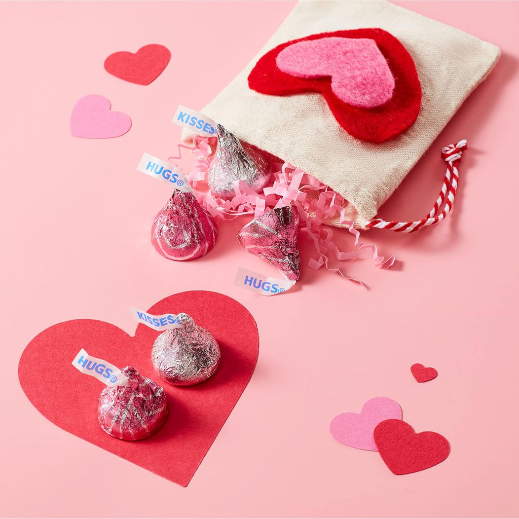 HERSHEY'S HUGS & KISSES Assorted Flavored, Valentine's Candy Bag, 21.4 oz