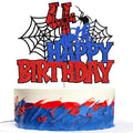 1 PCS Happy 4th Birthday Cake Topper Glitter Spider Web Cheers to 4 Years Four Birthday Cake Pick Superhero Spider Party Decorations for Boys Girls Happy 4th Birthday Party Cake Decorations Supplies