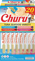 INABA Churu Cat Treats, Lickable, Squeezable Creamy Purée Cat Treat with Green Tea Extract & Taurine, 0.5 Ounces Each Tube, 20 Tubes, Tuna & Seafood Variety Box
