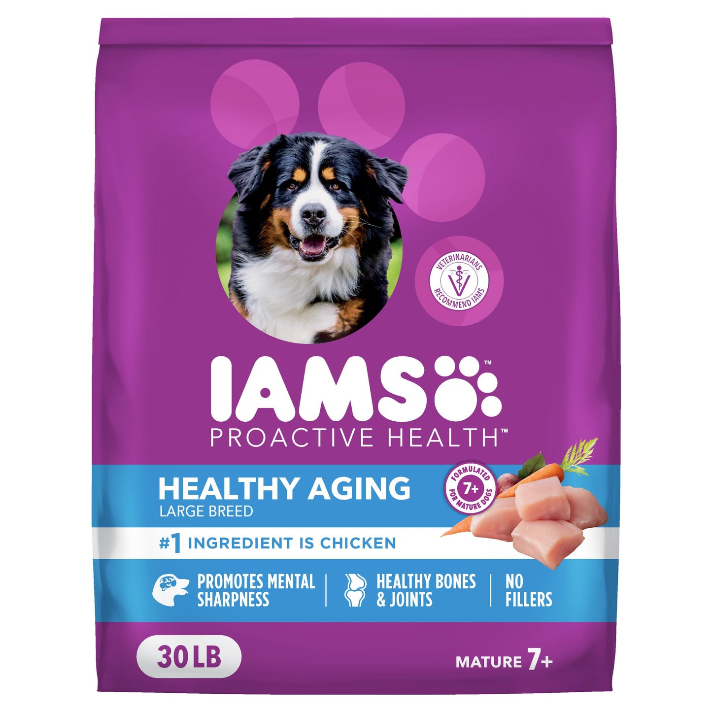 IAMS Proactive Health Dry Dog Food, Large Breed Mature Premium Adult Dog Food for Large Breeds, with Chicken, 30 lb. Bag