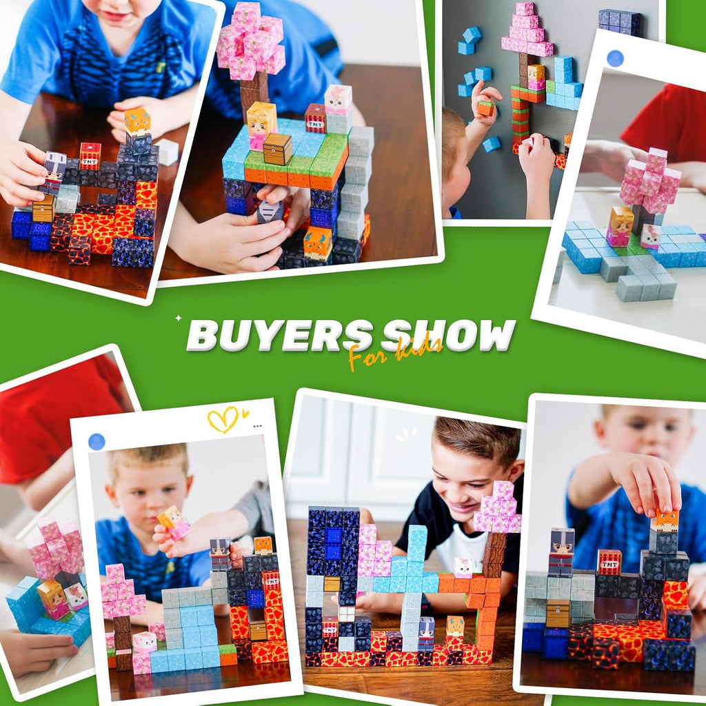 Magnetic Blocks - Build Mine Magnet World Magic Portal Set, Magnetic Tiles Building Blocks Toddler Toy STEM Sensory Outdoor Toys for 3+ Year Old Boys & Girls, Creative Kids Games Kids Toys 84PCS