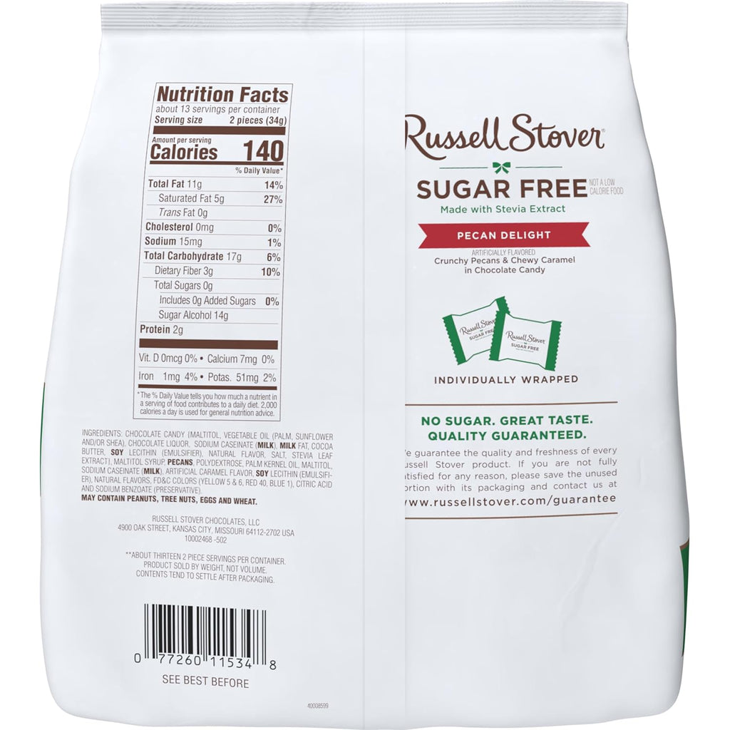 RUSSELL STOVER Sugar Free Pecan Delight Chocolate Candy, 15.5 oz. bag