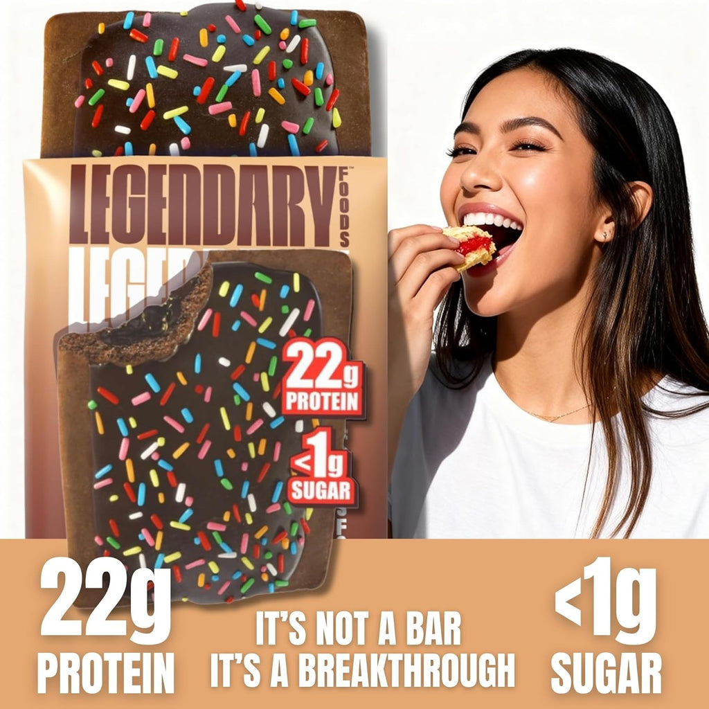 Legendary Foods 22g Protein Pastry 0g Added Sugar, Low Carb, Gluten Conscious, Keto Snack, Ideal for Glucose Management, Includes Whey Protein Isolate, 8 Pack Double Chocolate