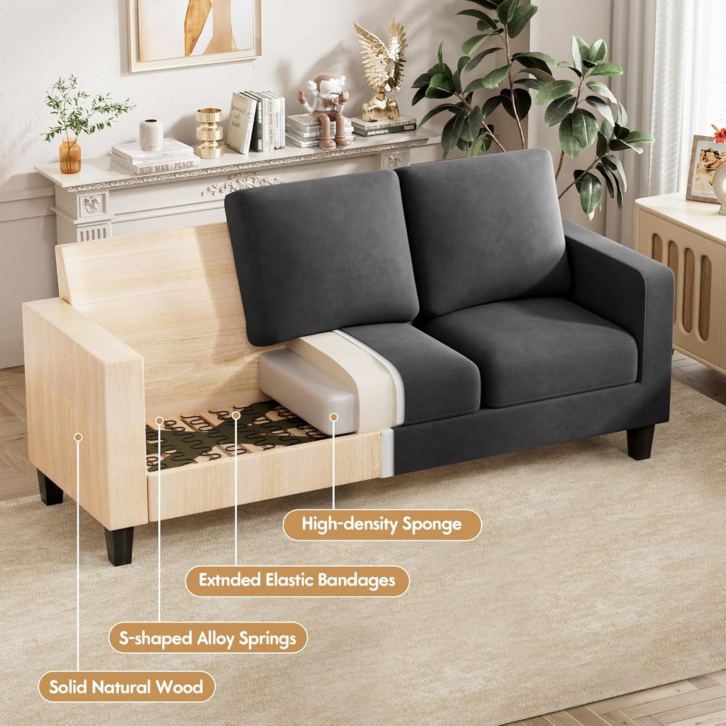 VICTONE Convertible Sectional Sofa Couch, 3 Seat L-Shaped Sofa with Linen Fabric Ottoman Small Couch for Small Apartments, Living Room and Office (Linen Fabric, Dark Gray)