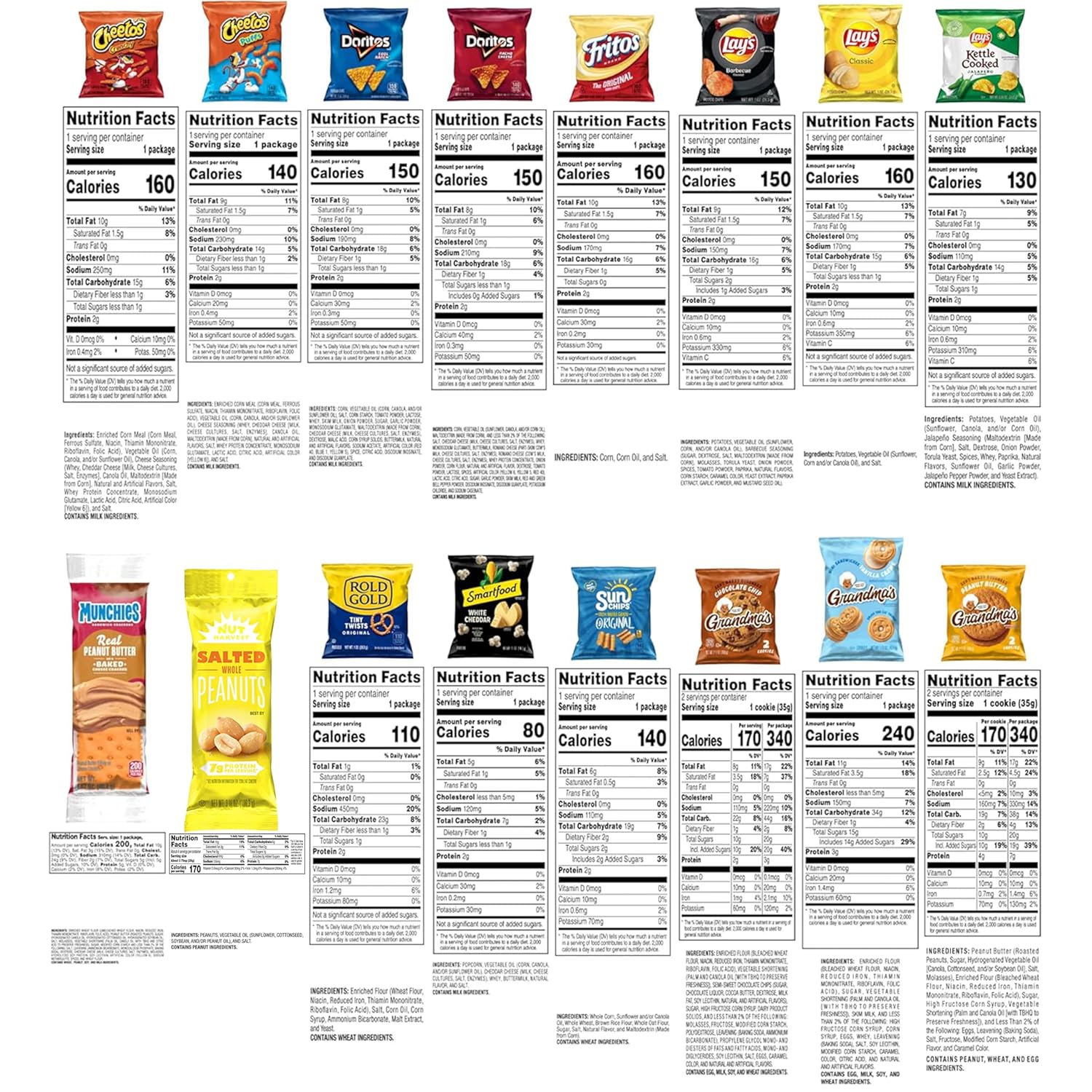 Frito-Lay Ultimate Classic Snacks Package, Variety Assortment of Chips, Cookies, Crackers, & Nuts, (Pack of 40) (Packaging May Vary)