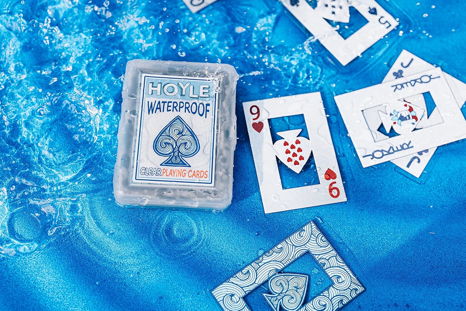 Hoyle Waterproof Playing Cards, Clear Plastic Deck of Cards for Outdoor Card Games, Camping, Beach, Pool & Travel Games (1 Deck)