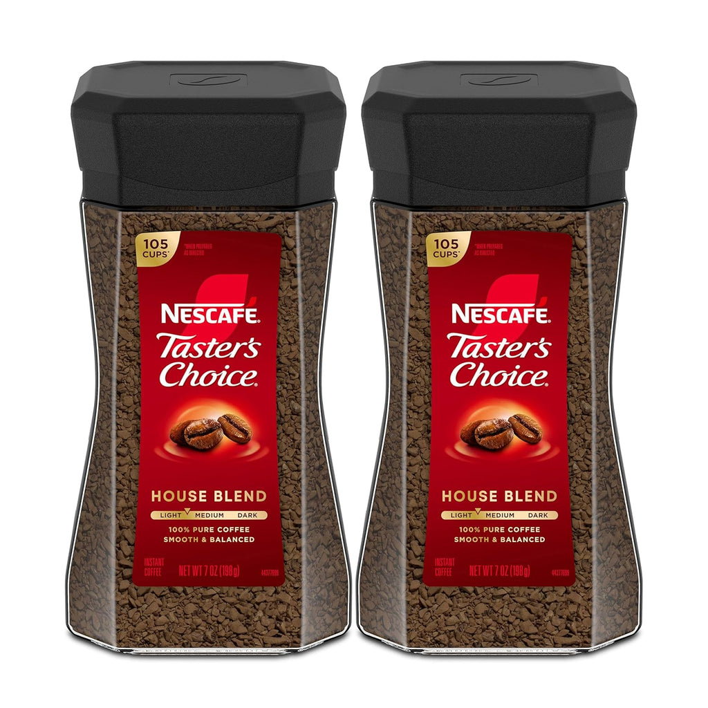 NESCAFÉ Taster's Choice Instant Coffee, Light Medium Roast, House Blend, 2 Jars (7 Oz Each)