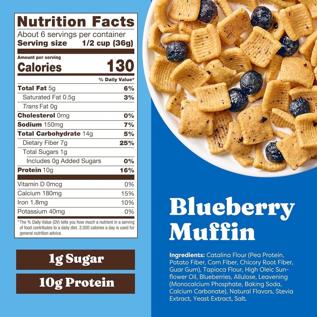 Catalina Crunch Protein Cereal - Breakfast Cereal with 10g of Protein, No Added Sugar - Gluten Free, Keto Friendly - Blueberry Muffin - 8 oz. Bag (Pack of 1)