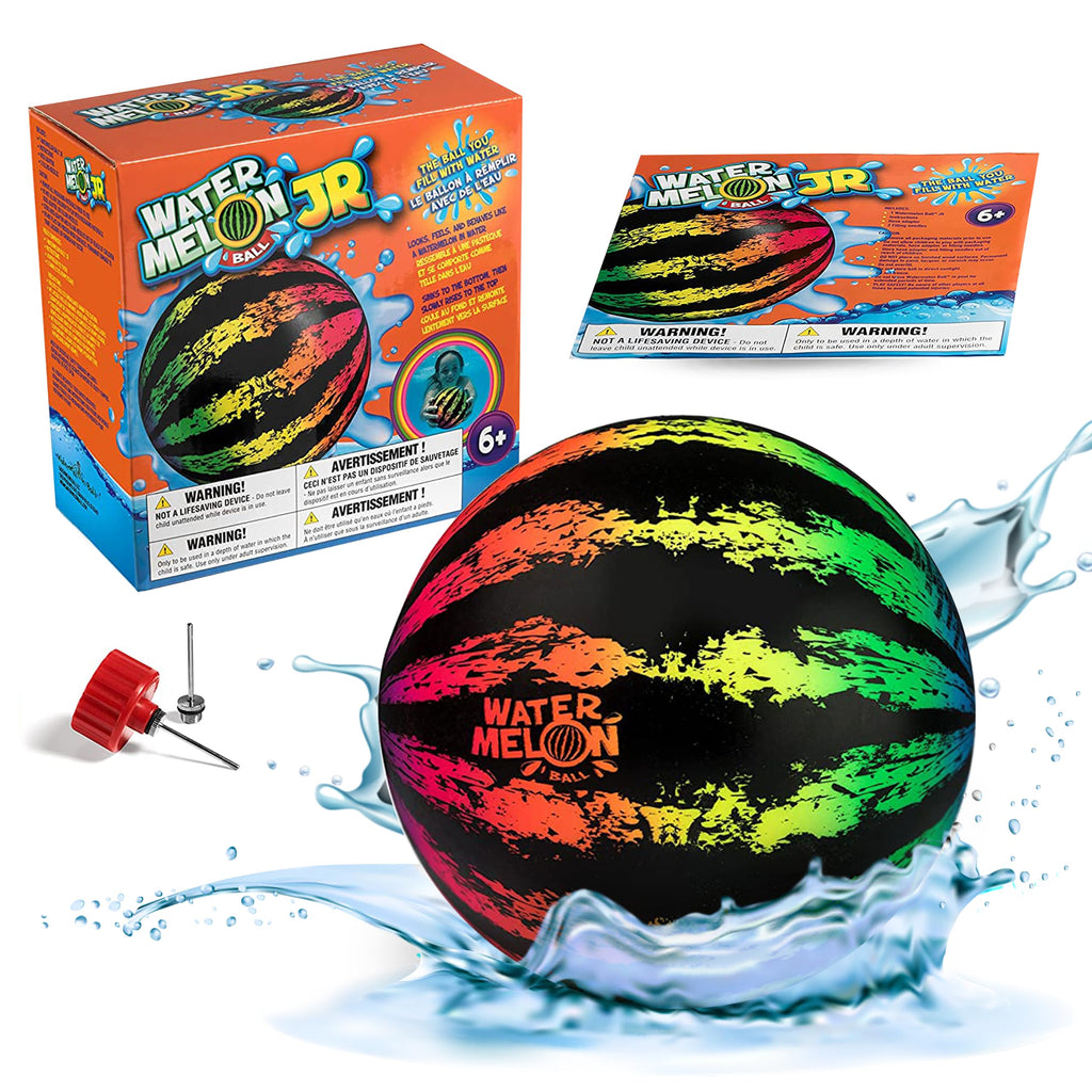 Watermelon Ball JR Durable Fillable Pool Toy for Underwater Games - Football, Basketball & Rugby - Perfect for Water Parties - Fun for Adults & Kids Alike - Ages 6+, 6.5" Multicolor