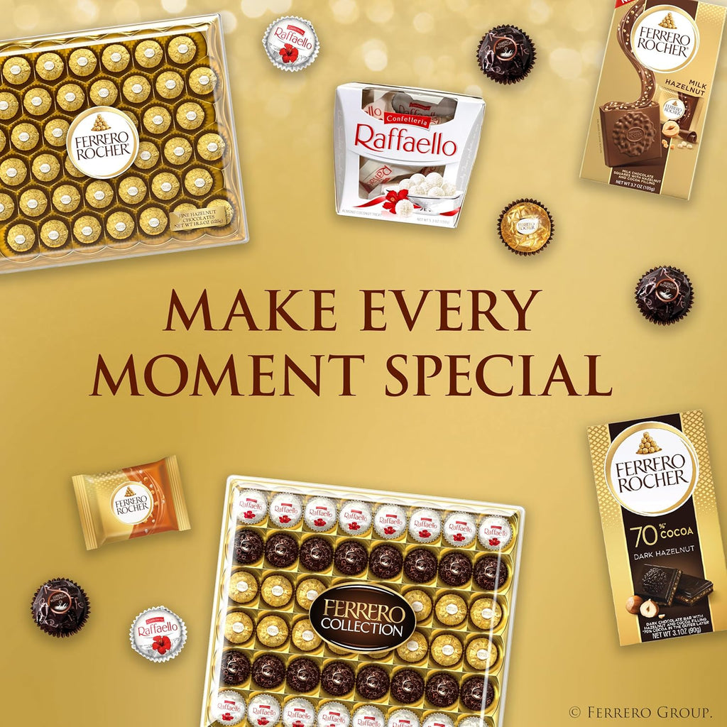 Ferrero Collection Gourmet Gift Box, 12 Assorted Confections with Hazelnut, Dark Chocolate and Coconut, 6.1 oz