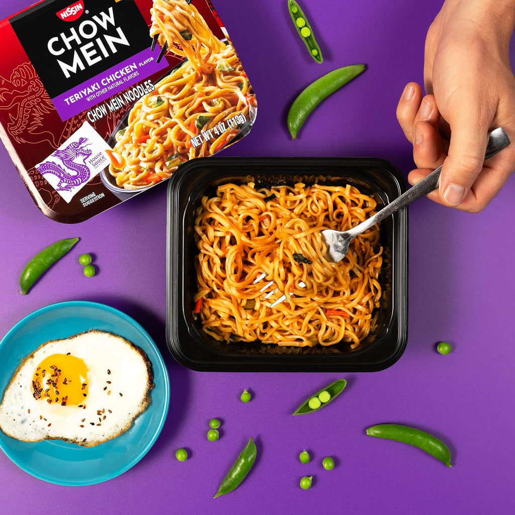 Nissin Chow Mein Noodles, Teriyaki Chicken, 4 Ounce (Pack of 8)