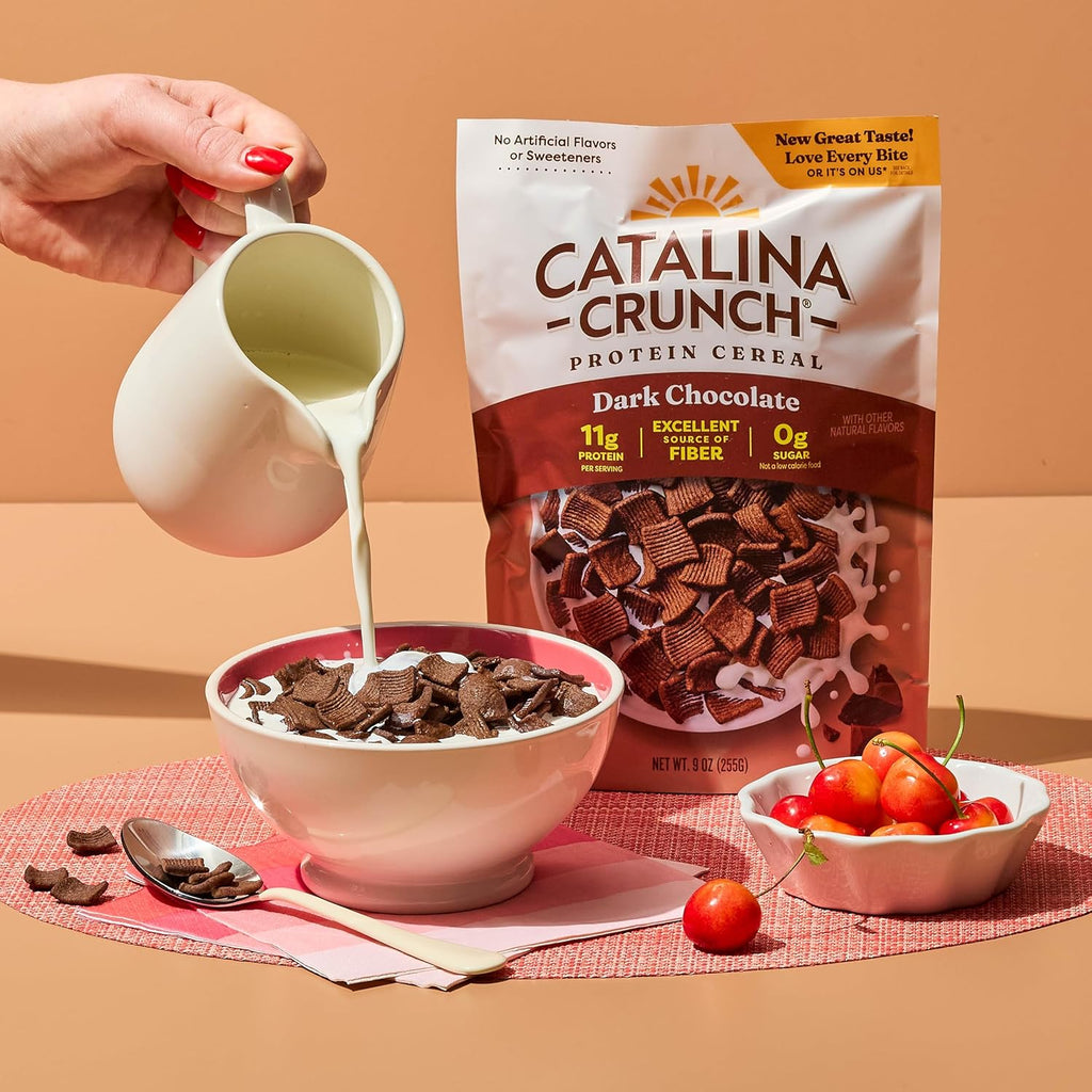 Catalina Crunch Protein Cereal - Sugar Free Breakfast Cereal with 11g of Protein - Gluten Free - Dark Chocolate - 9 oz. Bag (Pack of 1)
