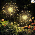 GIGALUMI Garden Decor Outdoor Lights 120LED 2Pack, Solar Garden Lights Outside Fairy Firework Decorative,Solar Powered for Yard Pathway Flowerbed Planter Balcony Patio 4th of July Decor (Warm White
