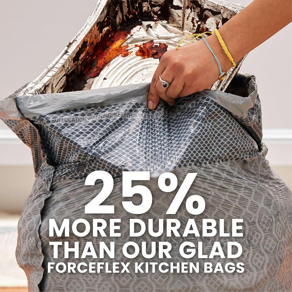 Glad ForceFlex MaxStrength Kitchen Drawstring Trash Bags, 20 Gal, Fresh Clean, 80 Ct, Pack May Vary
