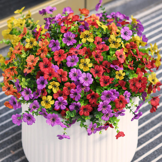INQCMY Artificial Flowers for Outdoors Faux Plants Outdoor Fake Flowers Spring Decoration,12 Bundles Faux Silk Colorful Daisy Realistic UV Resistant for Outside Home Planter Window Porch Patio Yard