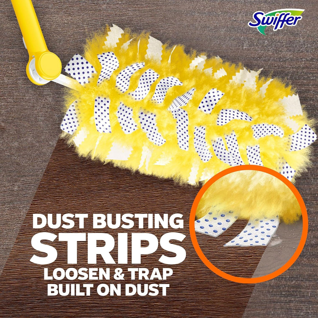 Swiffer Duster Heavy Duty Dusting Kit, Cleaning Supplies, 3 ft Extended Handle, 1 Duster, 12 Refills