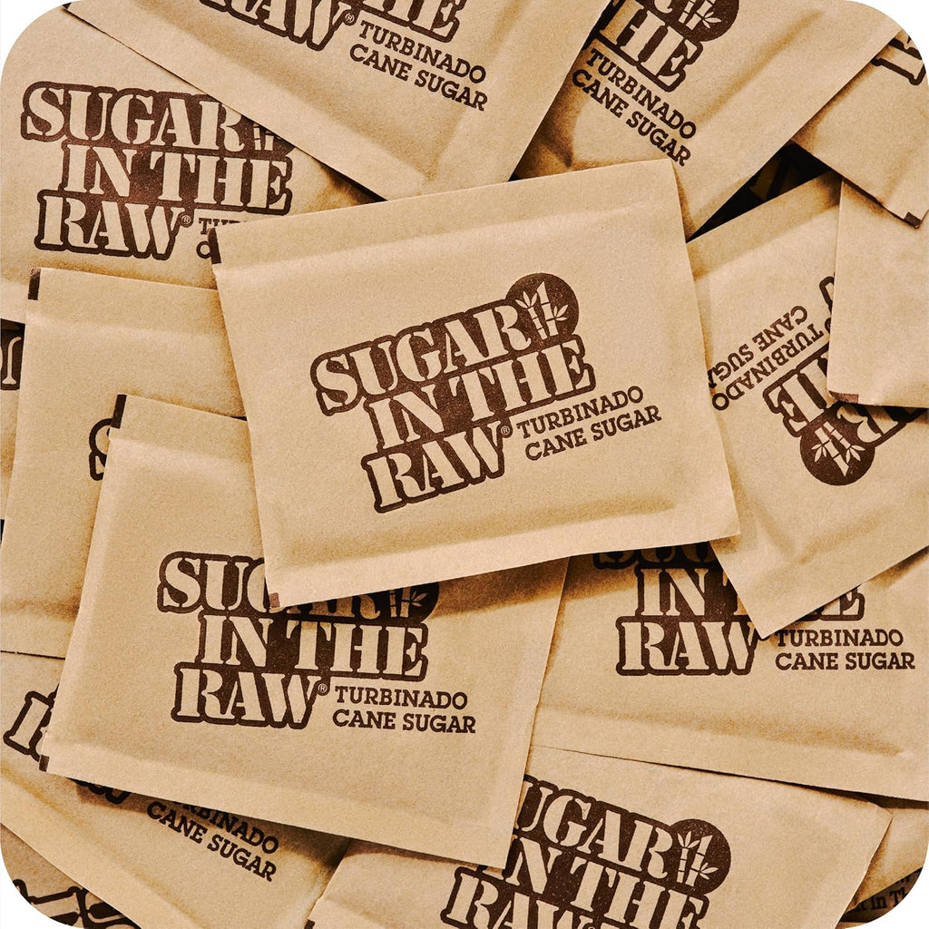 In The Raw Turbinado Cane Sugar Packets, 200 Ct Box, 1 Pack, Pure, All-Natural Turbinado Sugar, Non-GMO Project Verified, Kosher, Vegan and Gluten Free