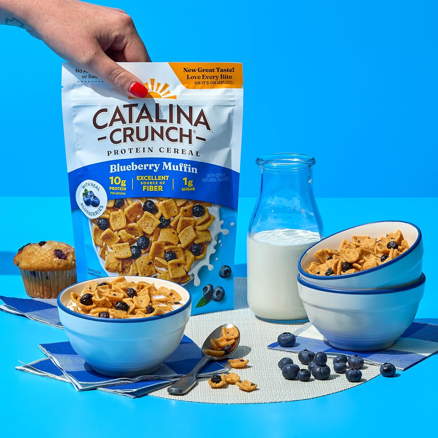 Catalina Crunch Protein Cereal - Breakfast Cereal with 10g of Protein, No Added Sugar - Gluten Free, Keto Friendly - Blueberry Muffin - 8 oz. Bag (Pack of 1)