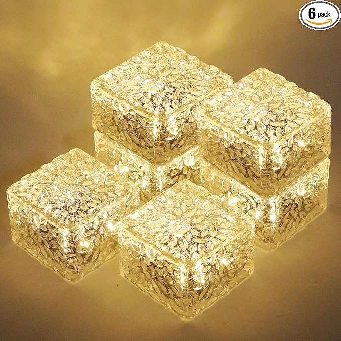 MLKNK Solar Brick Lights-Outdoor Solar Lights for Yard 6 Pack Garden Decor | Solar Brick Landscape Path Light for Pathway Patio Walkway Backyard Decoration