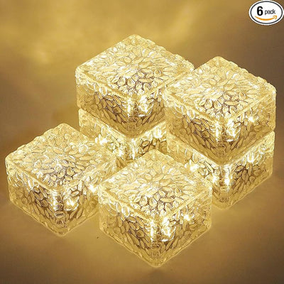 MLKNK Solar Brick Lights-Outdoor Solar Lights for Yard 6 Pack Garden Decor | Solar Brick Landscape Path Light for Pathway Patio Walkway Backyard Decoration