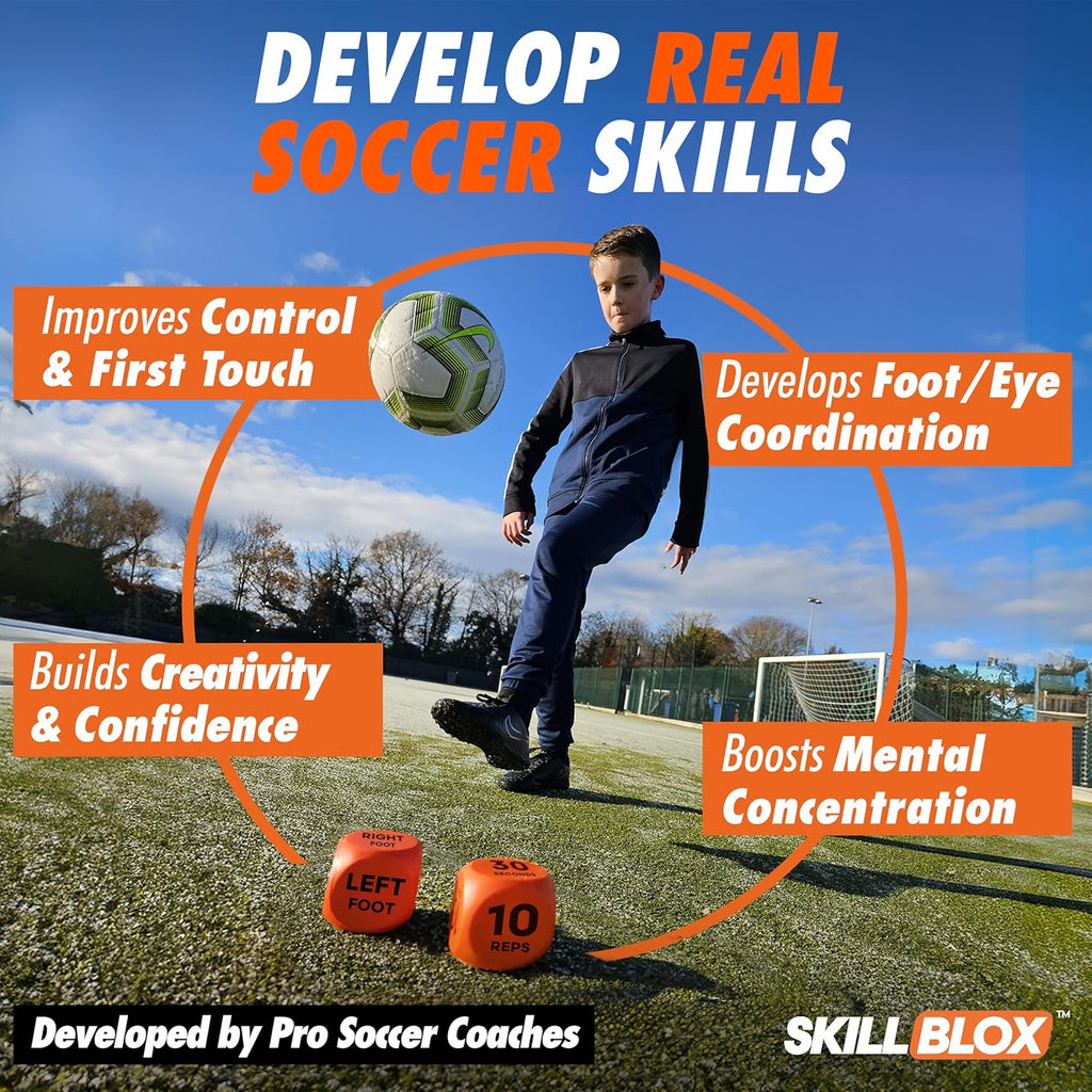 Soccer Kick Up Training Dice (2 pcs) - Soccer Gifts for Boys 8-12 Juggling Skills Game - Training Equipment Accessories (Kick UP DICE)
