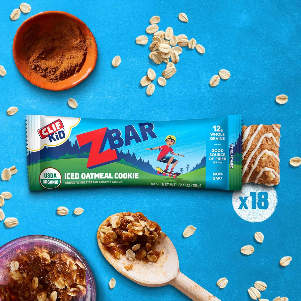 Zbar - Iced Oatmeal Cookie - Soft-Baked Energy Snack Bars - Non-GMO - 12g Whole Grains - USDA Organic Granola Bars (18 Pack)