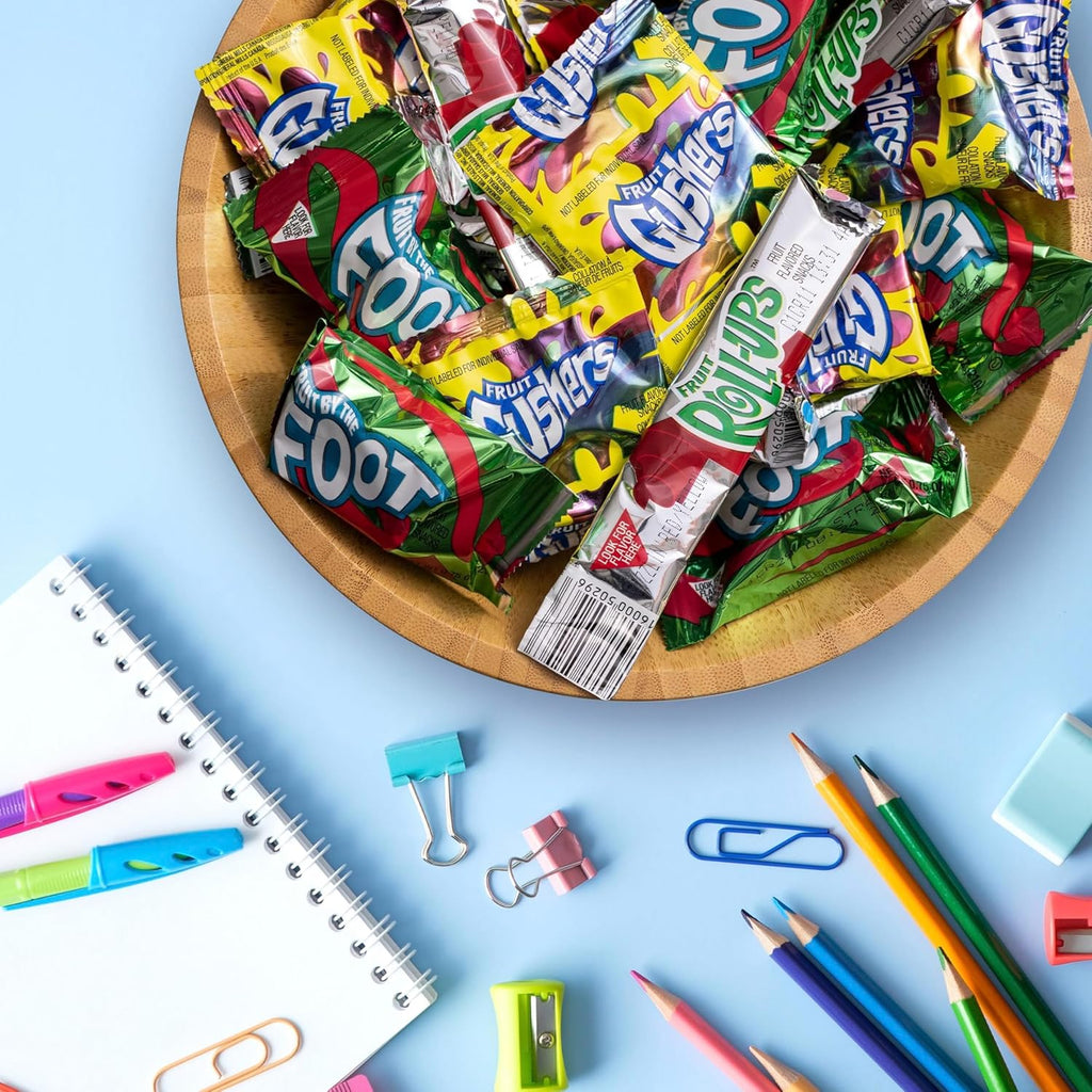 Fruit by the Foot Snacks Variety Pack - Fruit Roll-Ups, Gushers, Gluten Free Gummy Kids Snack, Good Source of Vitamin C, 16 Individually Wrapped Pouches, Perfect for On The Go, 10.2 oz Box