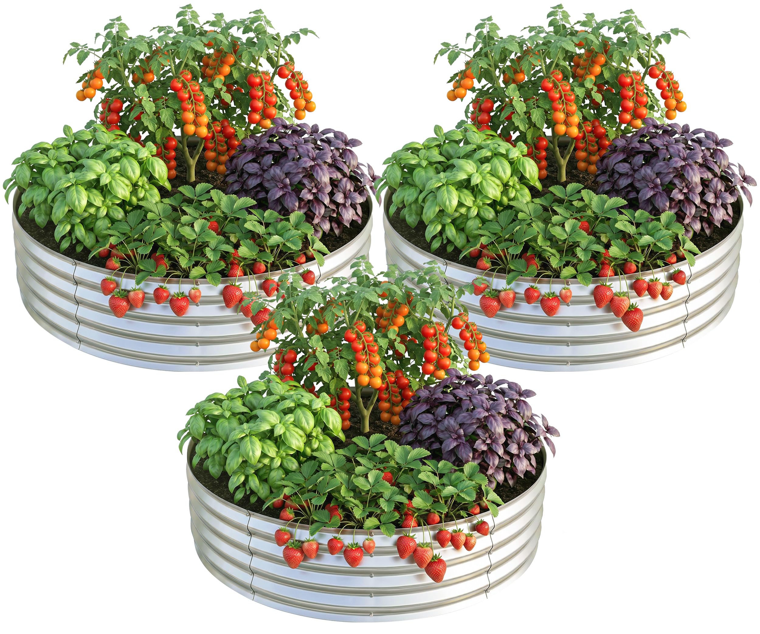 Utopia Home Galvanized Raised Garden Bed Kit 2x2x1 Ft Pack of 3, Planter Box Round Raised Garden Beds Outdoor, Easy Assembly Metal Raised Bed for Gardening Vegetables, Fruits, Flowers,Silver