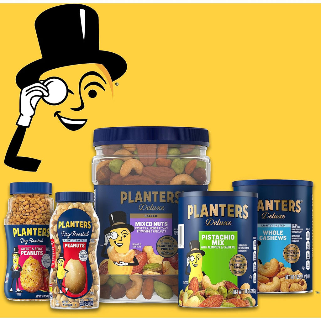 PLANTERS Salted Peanuts, Dry Roasted Peanuts, Party Snacks, Plant Based Protein, Snacks For Adults, 16oz (1 Jar)