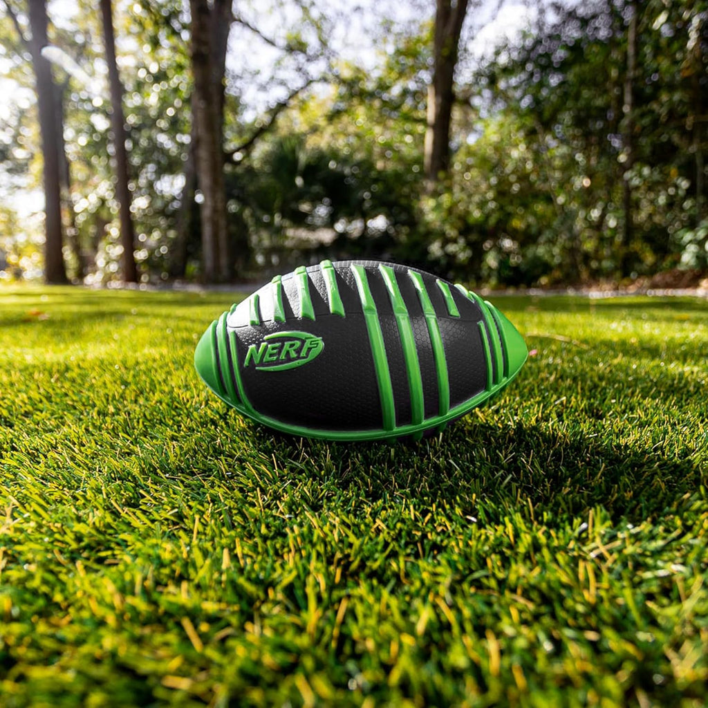 Nerf Weather Blitz Foam Football for All-Weather Play - Easy-to-Hold Grips – Great for Indoor and Outdoor Games - Green