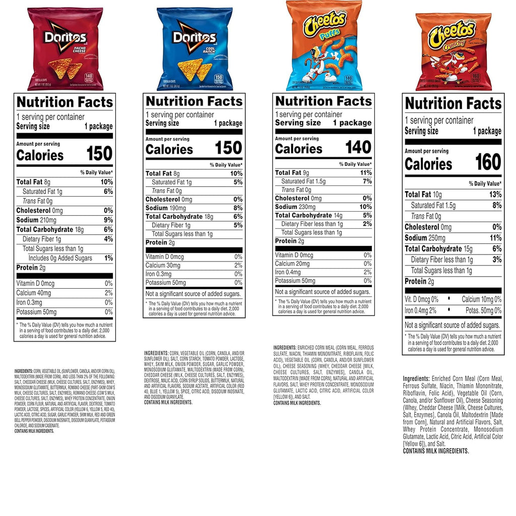 Frito-Lay Doritos & Cheetos Mix Variety Pack, 2.42 Pounds, (Pack of 40)