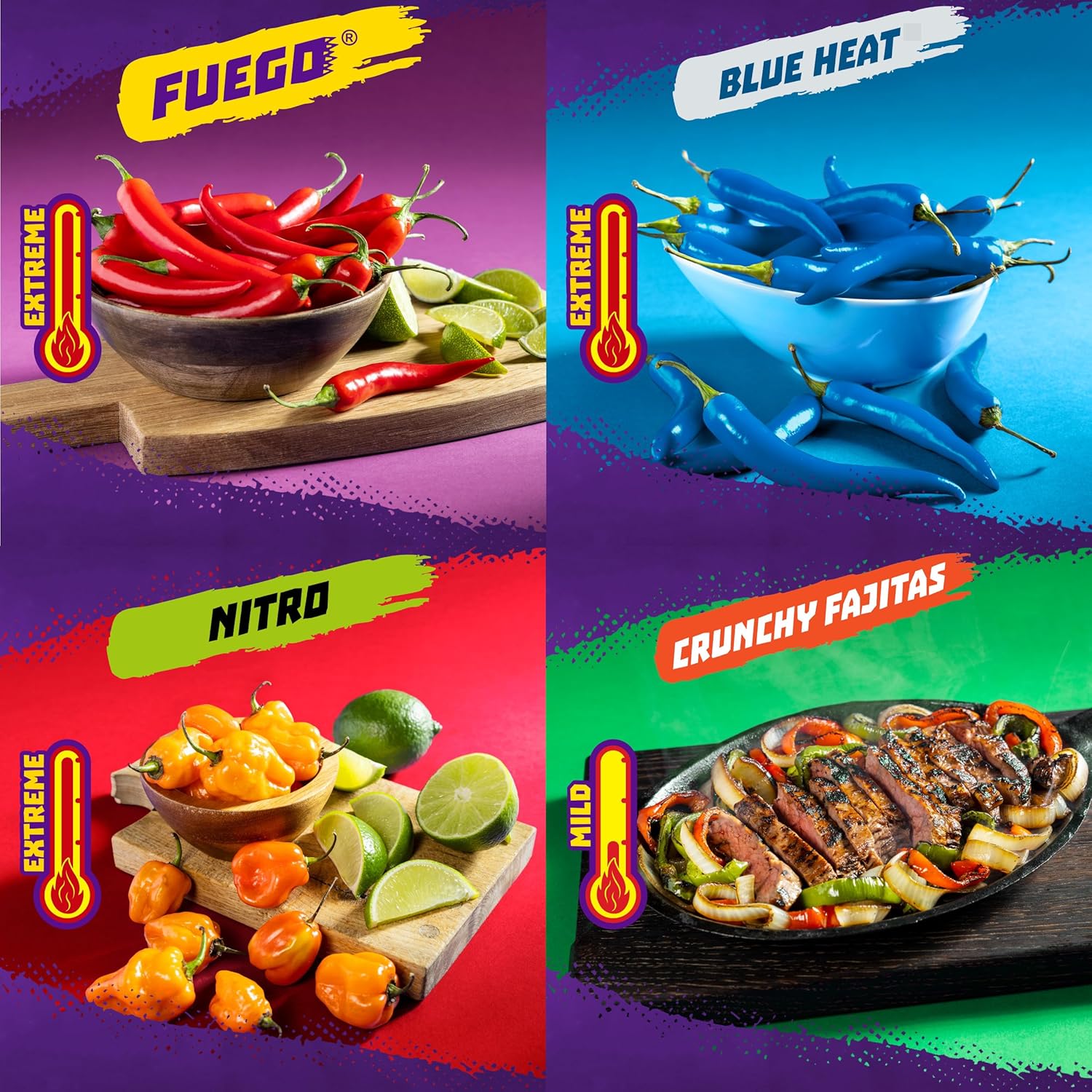 Takis 18 pc / 1 oz Variety Pack, Assorted Flavored Mixed Rolled Tortilla Chips – (5) Fuego, (5) Blue Heat, (4) Nitro, (4) Crunchy Fajitas