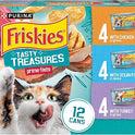 Purina Friskies Wet Cat Food Variety Pack, Tasty Treasures  Filets (With Ocean Fish and Tuna, With Chicken and With Turkey) - 5.5 Ounce (Pack of 12)