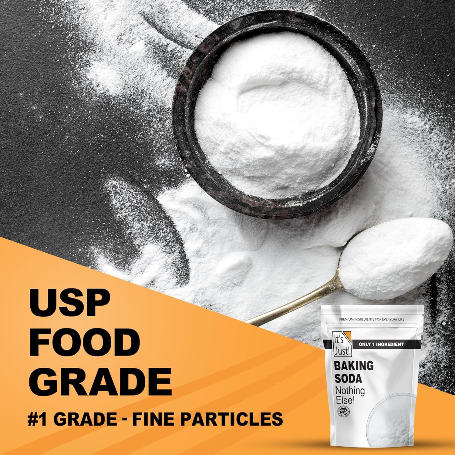 It's Just - Baking Soda, 100% Pure Sodium Bicarbonate, Food Grade, Non-GMO, Made in USA, Cooking, Baking (1.25 Pound)