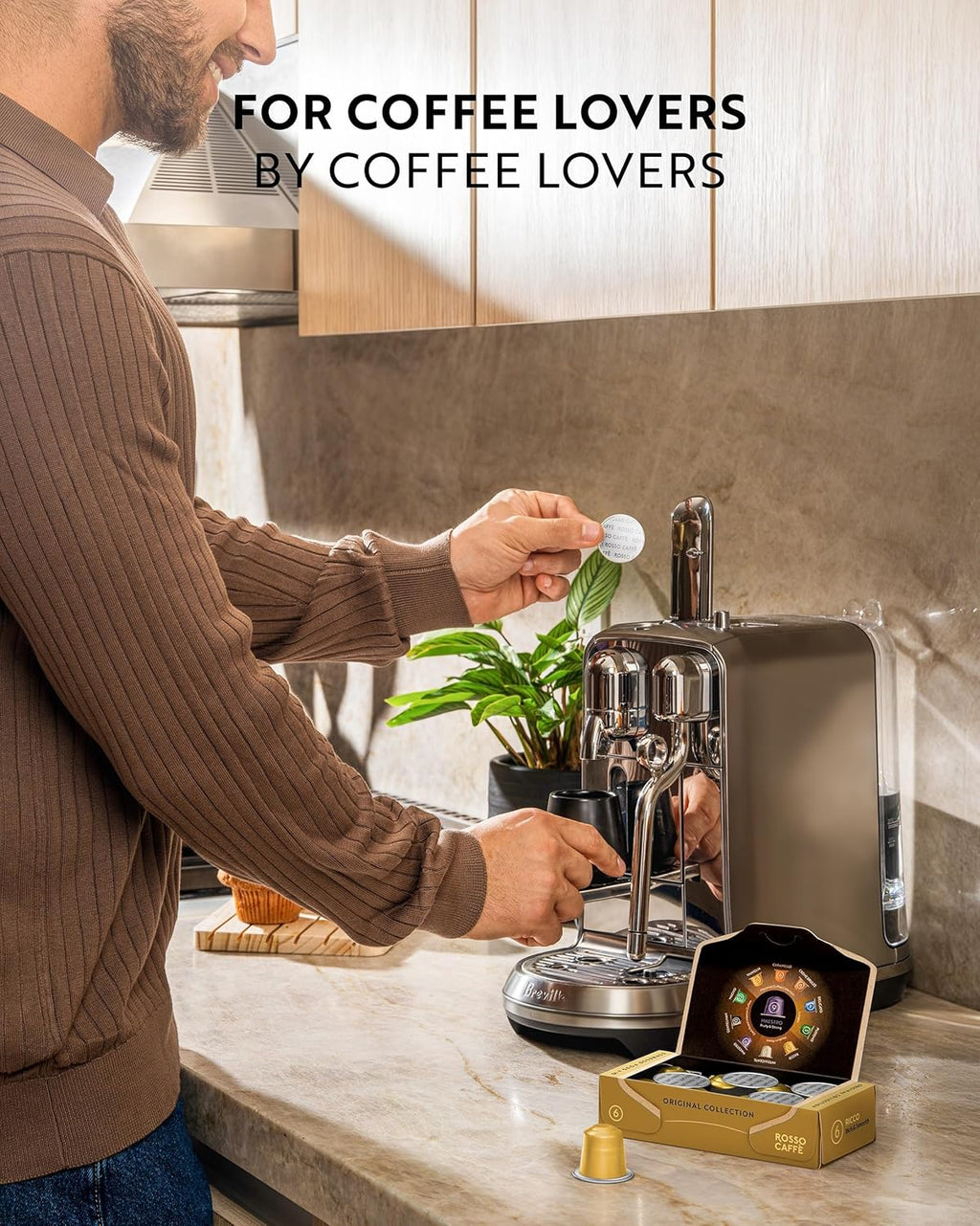 ROSSO CAFFÈ 120 Espresso Coffee Pods for Nespresso Original Machines, Premium Capsules, Variety Value Pack 6 Flavors, Rich Breakfast to Intense Roasts