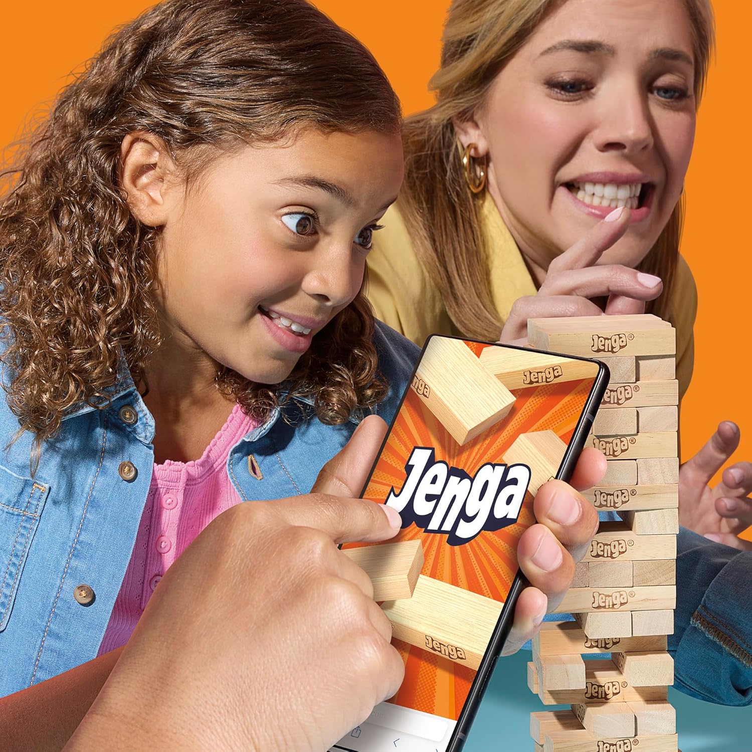 Hasbro Gaming Jenga Game | The Original Wood Block Game with Genuine Hardwood Blocks | Stacking Tower | Ages 6+ | 1 or More Players | Party Games for Kids | Family Games